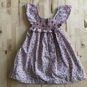 NORDSTROM Little Girls Pippa Julie Floral Dress Smocked Red Size 3T Fully Lined